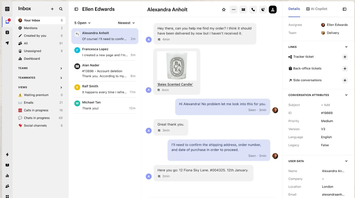 Intercom Fin AI customer support agent