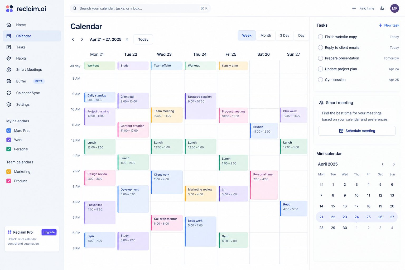 Reclaim.ai smart calendar scheduling